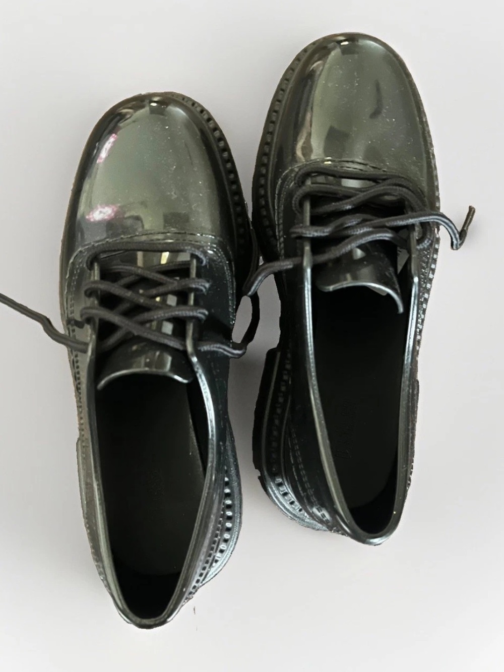 Melissa Charlotte Jelly Oxford Lug Sole Derby Patent Black Shoes Women's Size 7